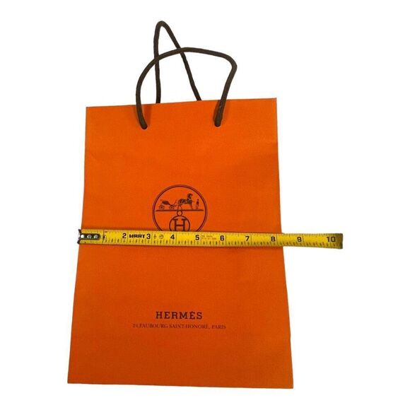 Authentic Hermes Orange Paper Gift Bag Purse Storage With Handles 8.25 X 11.25 - Picture 5 of 6
